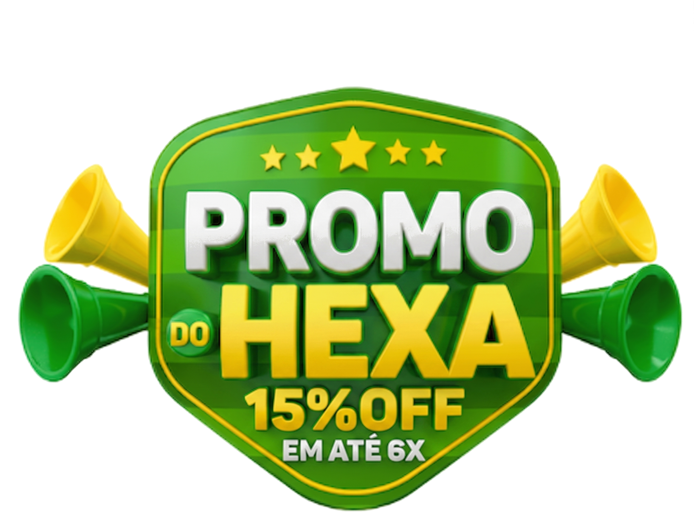 Promo do Hexa — 15% off em até 6x